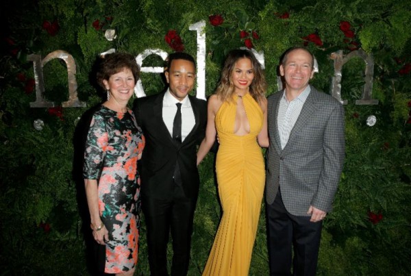Model Christine Teigen (L) and singer/songwriter John Legend attend the Nielsen Pre-GRAMMY Party at Mondrian Los Angeles on January 25, 2014 in West Hollywood, California. (Photo by Joe Scarnici/Getty Images for MAC Presents)