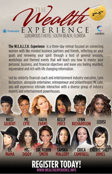 W.E.A.L.T.H. Experience Featuring MC Lyte, Kelly Price, Faith Evans, Dr. Robin Smith, Nicci Gilbert, Ledisi, Cheryl "Salt James, Erica Campbell, Lynn Richardson, Tamika Mallory, Michele Thornton and More! (PRNewsFoto/Hip Hop Sisters)