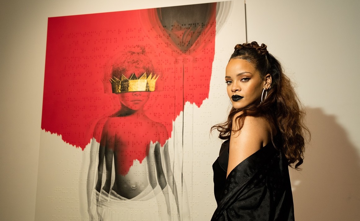 LOS ANGELES, CA - OCTOBER 07: Singer Rihanna at Rihanna's 8th album artwork reveal for "ANTI" at MAMA Gallery on October 7, 2015 in Los Angeles, California. (Photo by Christopher Polk/Getty Images for WESTBURY ROAD ENTERTAINMENT LLC)