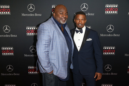 AAFCA Founder Gil Robertson and Jamie Foxx at the MERCEDES-BENZ & AAFCA Oscar viewing party in Hollwood