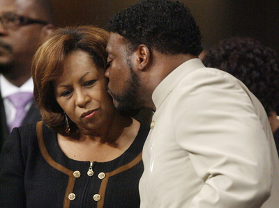 Sunday, Sept. 26, 2010, at New Birth Missionary Baptist Church near Atlanta. Bishop Eddie Long, the famed pastor of a Georgia megachurch said Sunday that he will fight allegations that he lured young men into sexual relationships, stressing that he'd be back to lead the church the next week (AP Photo/John Amis, Pool)