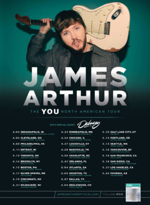 JAMES ARTHUR ANNOUNCES  2020 NORTH AMERICAN'THE YOU TOUR' DATES