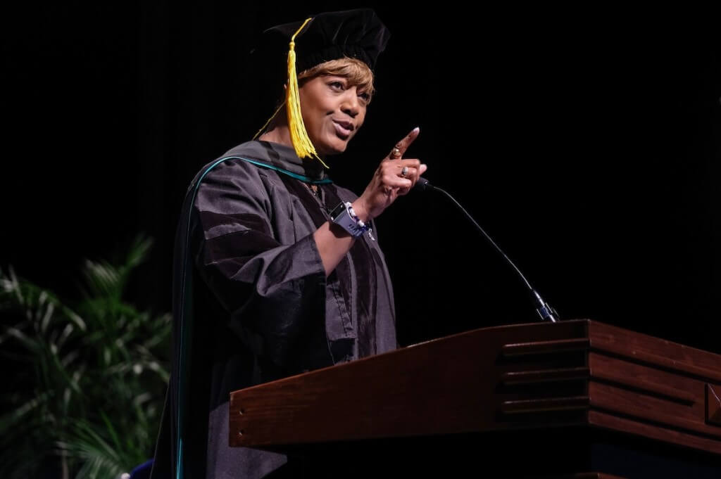 Dr. Earlexia Norwood was in the inaugral class of the DuBois-Harvey Honors College. Last year, Norwood, a licensed physician, served as the Founders’ Day keynote at her alma mater.  (Photo by Charles A. Smith/JSU)