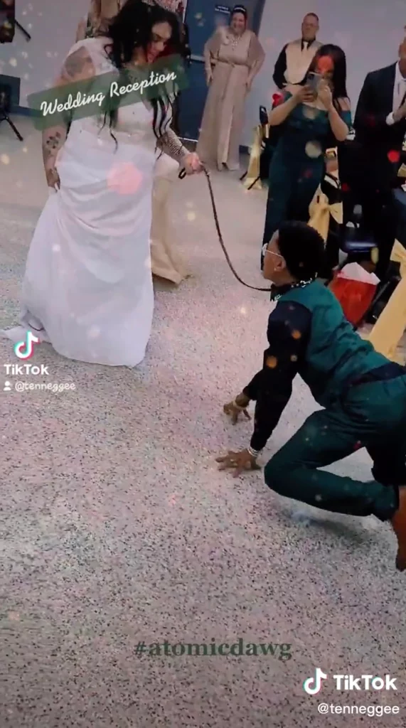 photo of couple entering reception