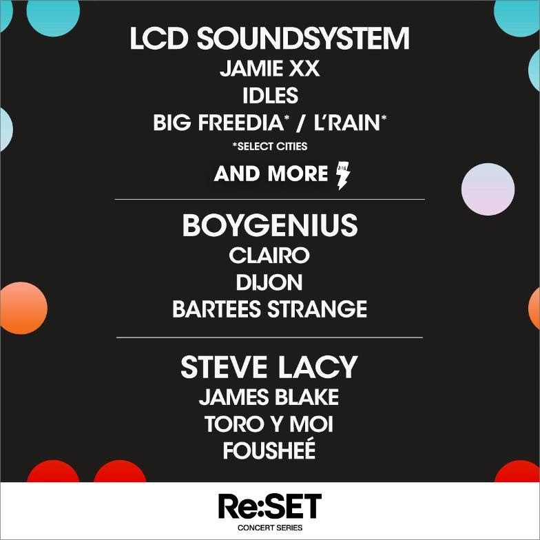 Re:SET, AN ALL-NEW ARTIST-CURATED OUTDOOR CONCERT SERIES, DEBUTS WITH LCD SOUNDSYSTEM, boygenius, AND STEVE LACY THIS SUMMER