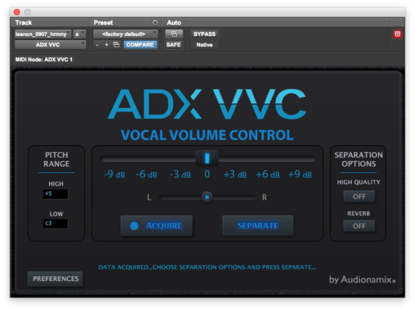 Screenshot of Audionamix's DJ Voxchanger application